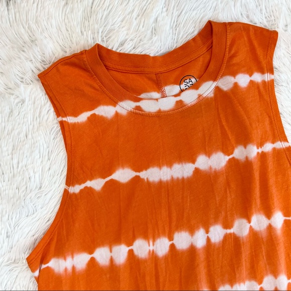 Sage Collective Tie Dye Striped Boxy Tank Top Sleeveless Crew Neck - Picture 2 of 8